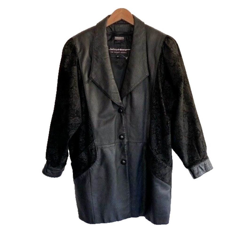 Wilsons Thinsulate Women's Velvet Leather Jacket M Paisley Black Grunge Punk
